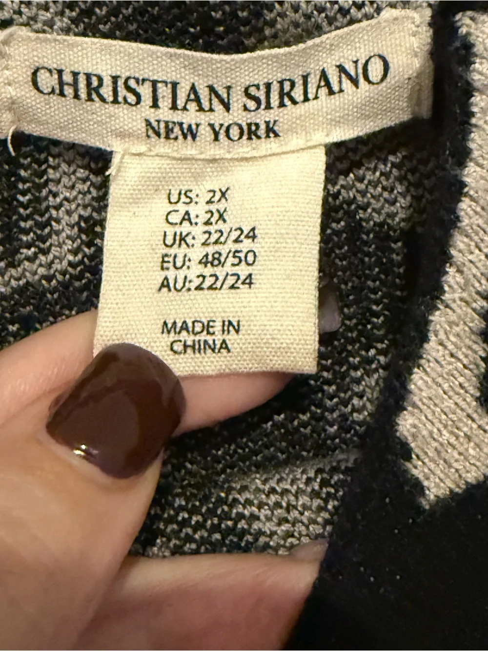 Christian Siriano Black and Cream Abstract Floral Mock Neck Sweater